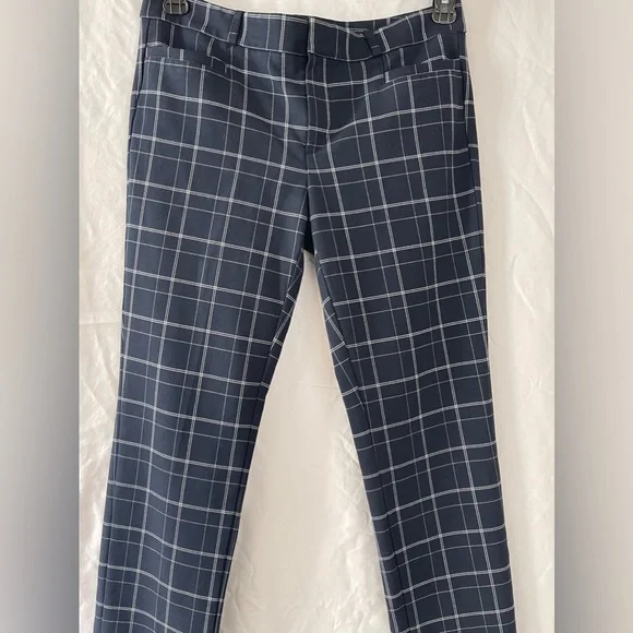 Banana Republic Sloan Fit Navy Plaid Ankle Pant - Picture 1 of 8